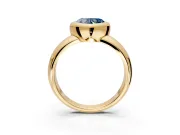 Solitaire Engagement Ring Setting for Fancy Blue Heart-Shaped Center with Wide Band and Bezel Head in Yellow Gold
