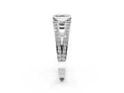 Split Shank Engagement Ring Setting for Asscher Cut Center with Pave Split Shank and Prong Head in Platinum