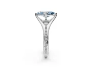 Solitaire Engagement Ring Setting for Fancy Blue Marquise Center with Milgrain Cathedral Band and Prong Head in Platinum