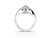 Bezel-Framed Halo Engagement Ring Setting for Marquise Center with Pave Band and Prong Head in Platinum