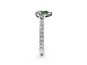 Solitaire Engagement Ring Setting for Fancy Green Pear-Shaped Center with Shared-Prong Accents and Prong Head in Platinum