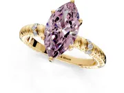 Rope Engagement Ring Setting for Fancy Pink Marquise Center with Accent Shoulders and Prong Head in Yellow Gold