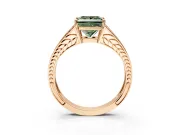 Split Shank Engagement Ring Setting for Fancy Green Princess Cut Center with Pave Split Shank and Prong Head in Rose Gold