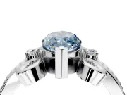 Solitaire Engagement Ring Setting for Fancy Blue Marquise Center with Twisted Band and Scroll Prong Head in White Gold