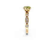 Solitaire Engagement Ring Setting for Fancy Yellow Round Cut Center with Milgrain Bezel Accents and Prong Head in Yellow Gold
