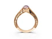 Solitaire Engagement Ring Setting for Fancy Pink Marquise Center with Engraved Pave Band and Prong Head in Rose Gold
