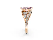 Halo Engagement Ring Setting for Fancy Pink Marquise Center with Marquise and Pave Bypass Band and Prong Head in Rose Gold