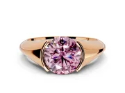 Tension Engagement Ring Setting for Fancy Pink Round Cut Center with Wide Tapered Band and Tension Head in Rose Gold