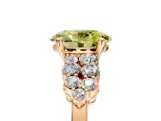 Cluster Engagement Ring Setting for Fancy Yellow Oval Center with 2-Row Shoulder Clusters and Prong Head in Rose Gold