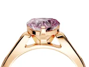 Solitaire Engagement Ring Setting for Fancy Pink Heart-Shaped Center with Channel Accents and Prong Head in Rose Gold
