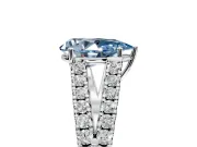 Solitaire Engagement Ring Setting for Fancy Blue Pear-Shaped Center with Pave Split Shank and Prong Head in White Gold