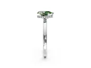 Hidden Halo Engagement Ring Setting for Fancy Green Pear-Shaped Center with Plain Band and Tall Prong Head in Sterling Silver