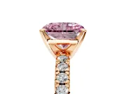 Solitaire Engagement Ring Setting for Fancy Pink Radiant Cut Center with Large Accents and Prong Head in Rose Gold
