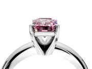 Solitaire Engagement Ring Setting for Fancy Pink Emerald Cut Center with Wire Band and Prong Head in Platinum