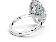 Halo Engagement Ring Setting for Fancy Blue Marquise Center with Milgrain Bezel Rim, Plain Band and Prong Head in Platinum