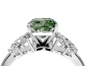 Leaf Cluster Engagement Ring Setting for Fancy Green Cushion Cut Center with Marquise Accents and Prong Head in Platinum
