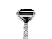 Solitaire Engagement Ring Setting for Fancy Black Princess Cut Center with Pave Accents and Prong Head in Sterling Silver