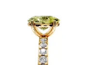 Solitaire Engagement Ring Setting for Fancy Yellow Oval Center with Round Cut Pave Band and Prong Head in Yellow Gold