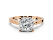 Solitaire Engagement Ring Setting for Cushion Cut Center with Tapered Shoulders and Prong Head in Rose Gold