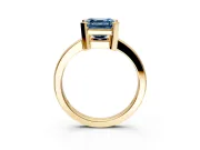 Solitaire Engagement Ring Setting for Fancy Blue Asscher Cut Center with Plain Band and Flat Tab Prong Head in Yellow Gold