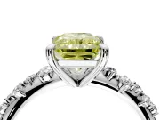 Solitaire Engagement Ring Setting for Fancy Yellow Radiant Cut Center with Trailing Leaf Accent Band and Prong Head in White Gold