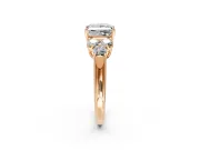 Cluster Engagement Ring Setting for Princess Cut Center with Round Cut Accent Frame and Prong Head in Rose Gold