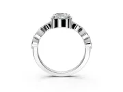Vintage Station Engagement Ring Setting for Cushion Cut Center with Accents and Prong Head in Sterling Silver