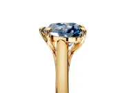 Solitaire Engagement Ring Setting for Fancy Blue Heart-Shaped Center with Cathedral Band and Prong Head in Yellow Gold