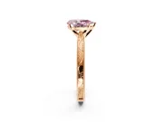 Solitaire Engagement Ring Setting for Fancy Pink Pear-Shaped Center with Engraved Milgrain Band and Prong Head in Rose Gold
