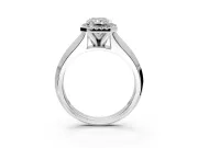 Halo Engagement Ring Setting for Radiant Cut Center with Knife Ridge Cathedral Band and Prong Head in Platinum