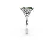 Leaf Cluster Engagement Ring Setting for Fancy Green Marquise Center with Marquise Accents and Prong Head in Sterling Silver