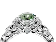 Solitaire Engagement Ring Setting for Fancy Green Pear-Shaped Center with Filigree Band and Prong Head in Platinum
