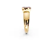 Tension Engagement Ring Setting for Fancy Pink Emerald Cut Center with Wide Flat Band and Tension Head in Yellow Gold