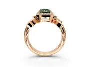 Halo Engagement Ring Setting for Fancy Green Radiant Cut Center with Floral Band and Prong Head in Rose Gold