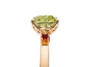 Solitaire Engagement Ring Setting for Fancy Yellow Cushion Cut Center with Thin Rounded Plain Band and Prong Head in Rose Gold