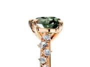 Solitaire Engagement Ring Setting for Fancy Green Heart-Shaped Center with Trailing Leaf Accent Band and Prong Head in Rose Gold