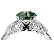 Leaf Cluster Engagement Ring Setting for Fancy Green Round Cut Center with Marquise Accents and Prong Head in Sterling Silver