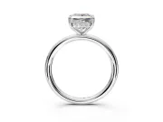 Hidden Halo Engagement Ring Setting for Princess Cut Center with Thin Rounded Band and Prong Head in White Gold