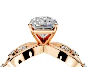 Solitaire Engagement Ring Setting for Radiant Cut Center with Criss-Cross Accent Band and Prong Head in Rose Gold