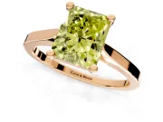 Solitaire Engagement Ring Setting for Fancy Yellow Radiant Cut Center with Tapered Shoulders and Prong Head in Rose Gold