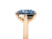 Solitaire Engagement Ring Setting for Fancy Blue Radiant Cut Center with Tapered Shoulders and Prong Head in Rose Gold