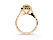 Halo Engagement Ring Setting for Fancy Yellow Radiant Cut Center with Square Band and Prong Head in Rose Gold