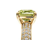 Solitaire Engagement Ring Setting for Fancy Yellow Asscher Cut Center with Multi-Row Pave Accents and Basket Head in Yellow Gold