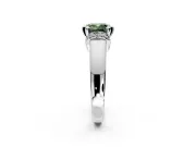 Solitaire Engagement Ring Setting for Fancy Green Cushion Cut Center with Wide Band, Pave Collar and Prong Head in Sterling Silver
