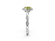 Halo Engagement Ring Setting for Fancy Yellow Round Cut Center with Pave and Plain Twist Band and Prong Head in Platinum