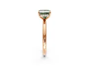 Hidden Halo Engagement Ring Setting for Fancy Green Princess Cut Center with Thin Rounded Band and Prong Head in Rose Gold