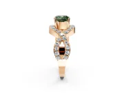 Halo Engagement Ring Setting for Fancy Green Cushion Cut Center with Pave Infinity Twist Band and Prong Head in Rose Gold