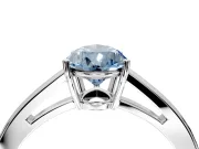 Solitaire Engagement Ring Setting for Fancy Blue Pear-Shaped Center with Open Cathedral Shoulders and Prong Head in Platinum