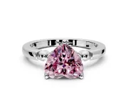 Solitaire Engagement Ring Setting for Fancy Pink Heart-Shaped Center with Beaded Shoulders and Prong Head in Sterling Silver