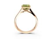 Solitaire Engagement Ring Setting for Fancy Yellow Asscher Cut Center with Round Cut Channel Band and Prong Head in Rose Gold